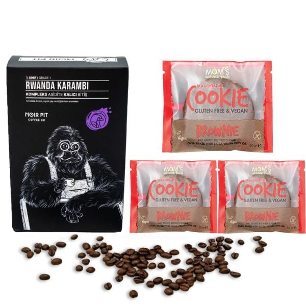 Rwanda 250 Gram Çekirdek Kahve + 3 Adet Mom's Brownie Cookie